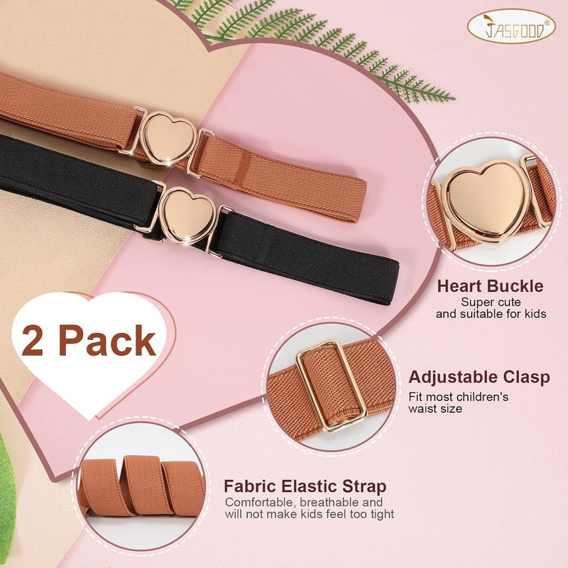 Jas. Good Elastic Belts for Toddler Kids Adjustable Boys Girls Teens Stretch Belts with Heart Buckle for Back to School - Image 3